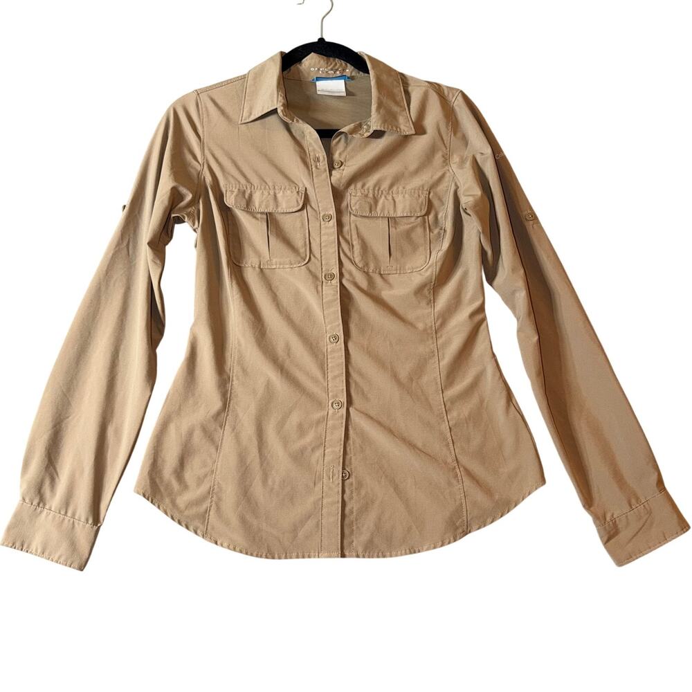 Columbia OmniShade LS Active Fishing Shirt, Tan, Women's XS